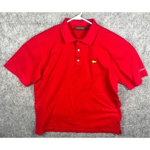 Men's Masters Collection Solid Polo Golf Shirt Sz L Red 60's Two Ply Mecerized